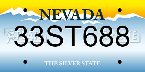 33ST688 Nevada License Plate