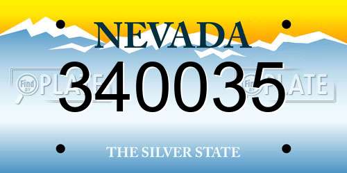 340035 Nevada License Plate