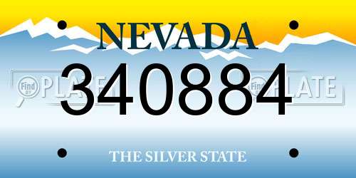 340884 Nevada License Plate