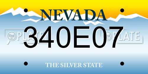 340E07 Nevada License Plate