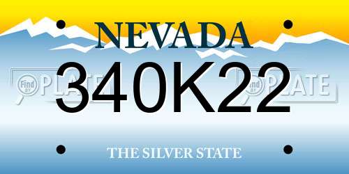 340K22 Nevada License Plate