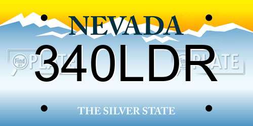 340LDR Nevada License Plate