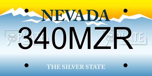340MZR Nevada License Plate