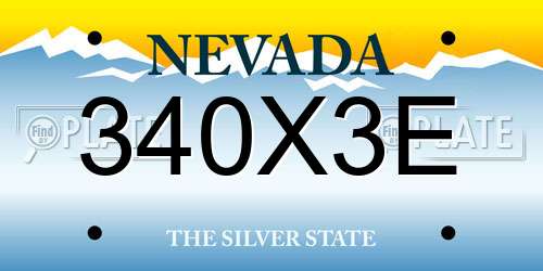 340X3E Nevada License Plate