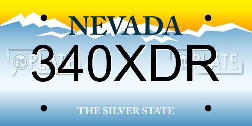340XDR Nevada License Plate
