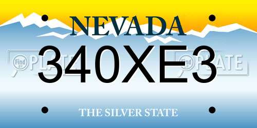 340XE3 Nevada License Plate