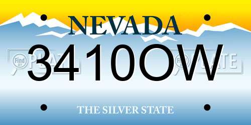 3410OW Nevada License Plate