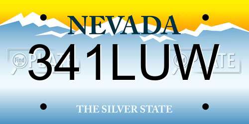341LUW Nevada License Plate
