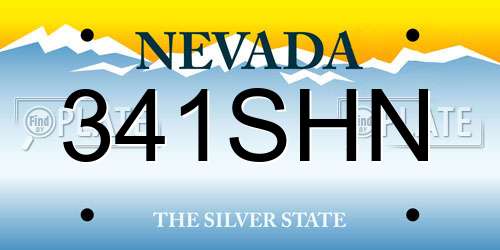 341SHN Nevada License Plate