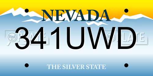 341UWD Nevada License Plate