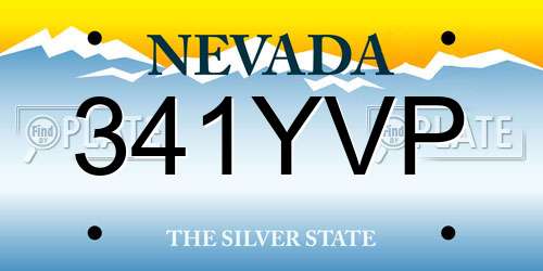 341YVP Nevada License Plate