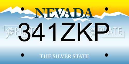 341ZKP Nevada License Plate
