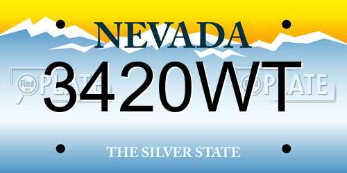 3420WT Nevada License Plate