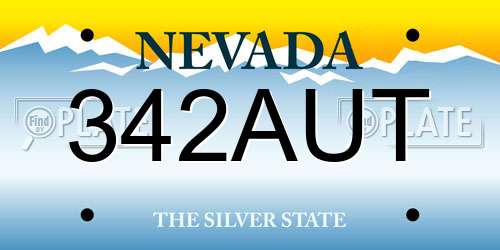 342AUT Nevada License Plate