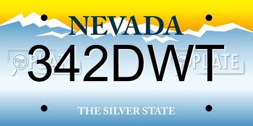 342DWT Nevada License Plate