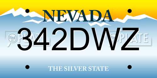 342DWZ Nevada License Plate