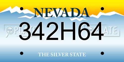342H64 Nevada License Plate