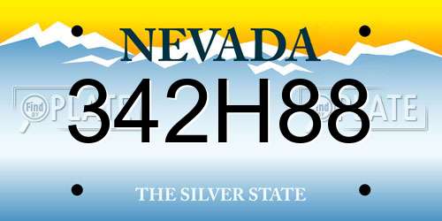 342H88 Nevada License Plate