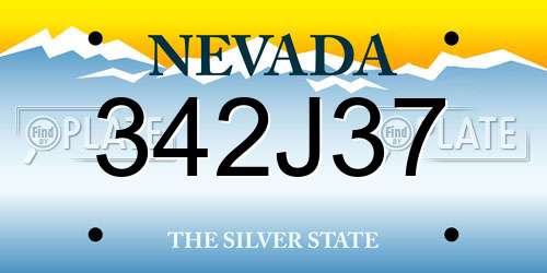 342J37 Nevada License Plate