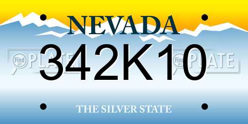 342K10 Nevada License Plate