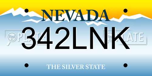 342LNK Nevada License Plate