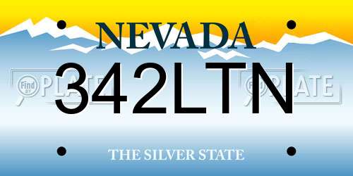 342LTN Nevada License Plate