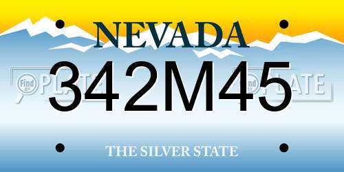 342M45 Nevada License Plate