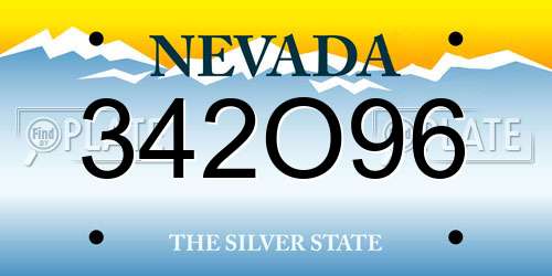 342O96 Nevada License Plate