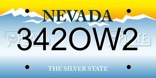 342OW2 Nevada License Plate