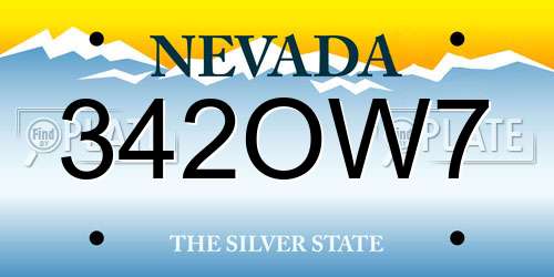 342OW7 Nevada License Plate