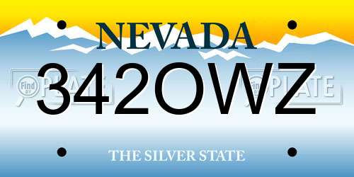 342OWZ Nevada License Plate