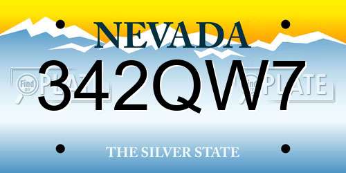 342QW7 Nevada License Plate