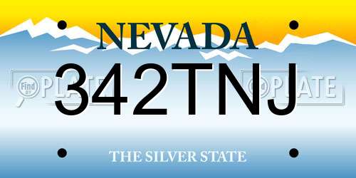 342TNJ Nevada License Plate