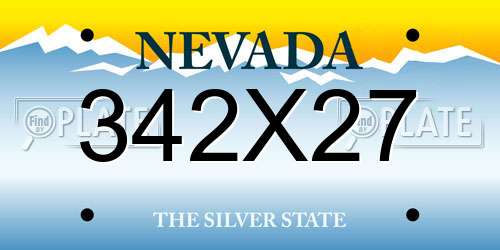 342X27 Nevada License Plate
