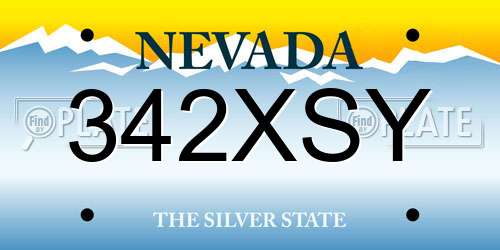 342XSY Nevada License Plate
