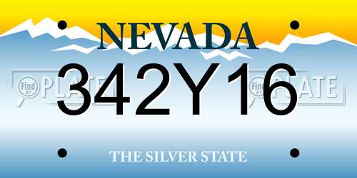 342Y16 Nevada License Plate