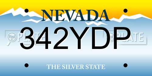342YDP Nevada License Plate