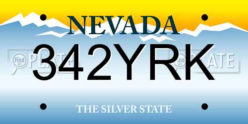 342YRK Nevada License Plate