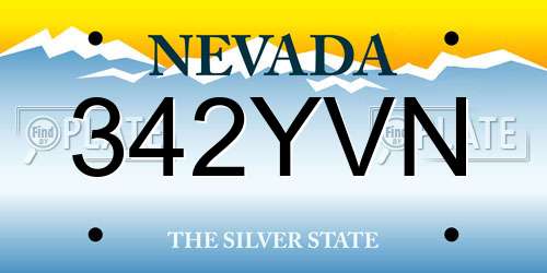 342YVN Nevada License Plate