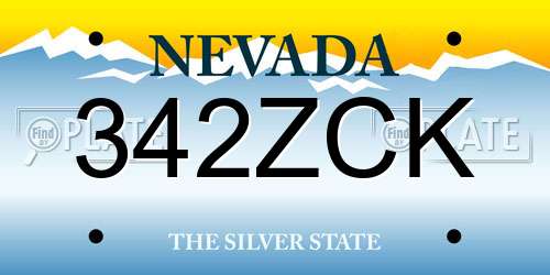 342ZCK Nevada License Plate