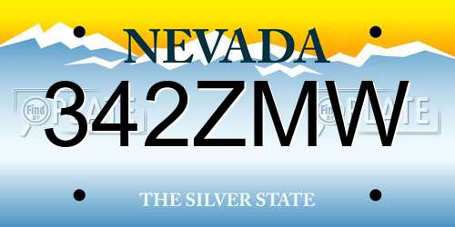 342ZMW Nevada License Plate