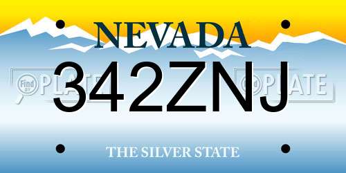 342ZNJ Nevada License Plate