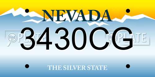 3430CG Nevada License Plate