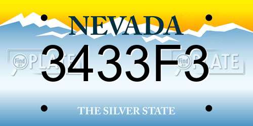 3433F3 Nevada License Plate