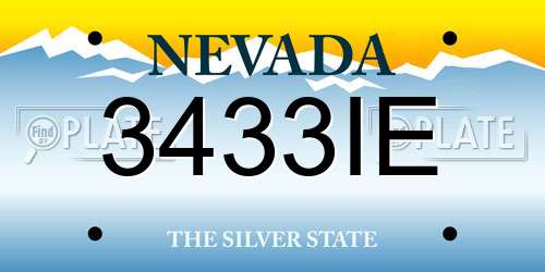 3433IE Nevada License Plate