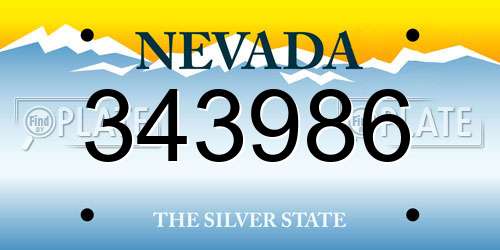 343986 Nevada License Plate
