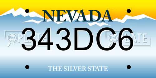 343DC6 Nevada License Plate