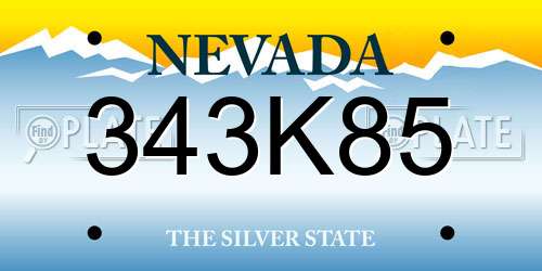 343K85 Nevada License Plate