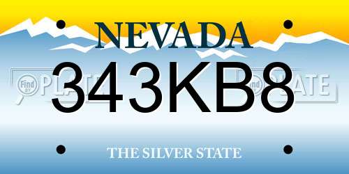 343KB8 Nevada License Plate