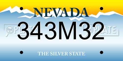 343M32 Nevada License Plate